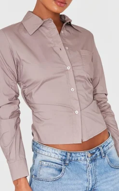 Mocha Ruched Side Shirt