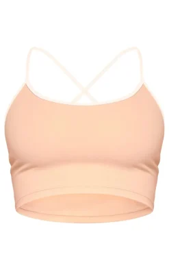 Mocha Sculpt Contrast Detail Strappy Gym Vest