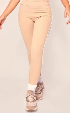 Mocha Sculpt Contrast Detail High Waist Gym Leggings