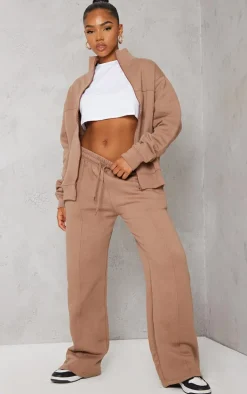 Mocha Seam Detail Zip Through Track Top