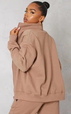 Mocha Seam Detail Zip Track Top