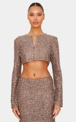 Mocha Sequin Maxi Skirt