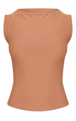 Mocha Soft Touch Boatneck Sleeveless Top
