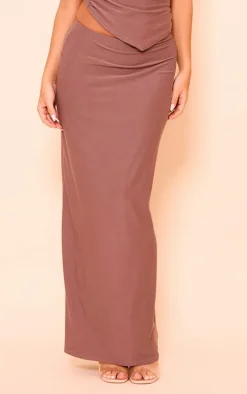 Mocha Soft Touch Low Rise Maxi Skirt