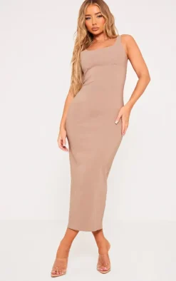 Mocha Stretch Woven Maxi Dress