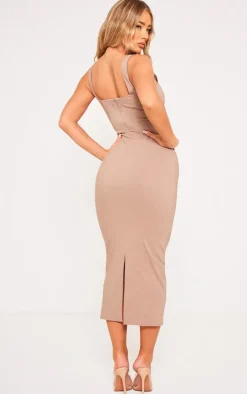 Mocha Stretch Woven Maxi Dress