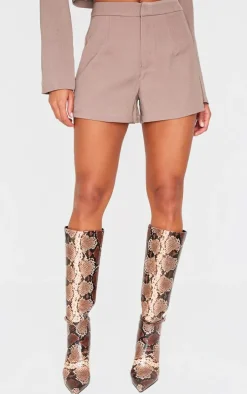 Mocha Tailored High Waist Shorts