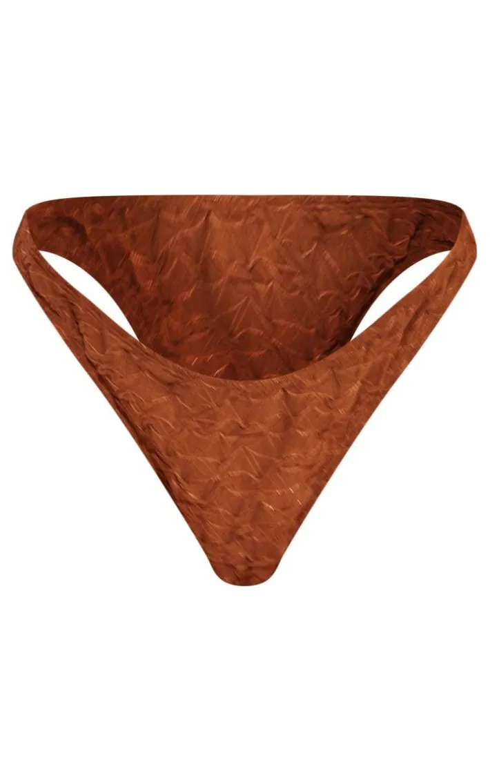 Mocha Textured V Front Bikini Bottoms