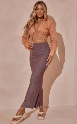 Mocha Towelled Midaxi Skirt