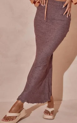 Mocha Towelled Midaxi Skirt