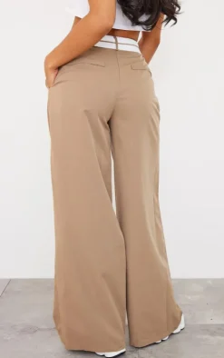 Mocha Turn Over Waist Straight Leg Pants