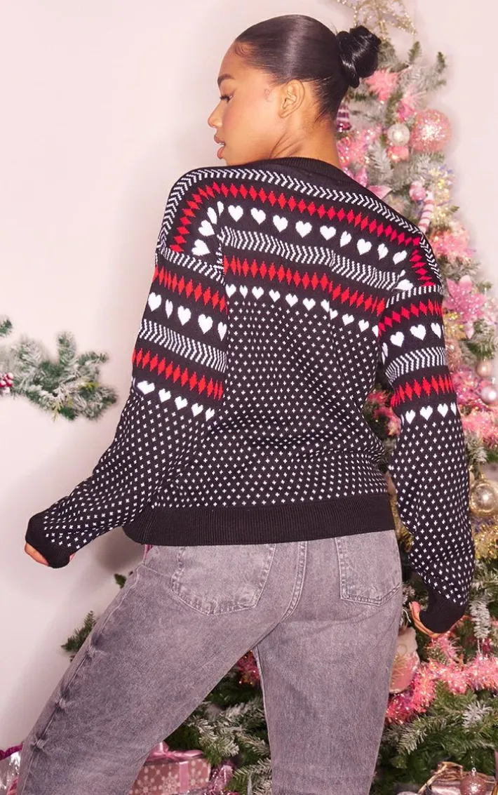 Monochrome Fairisle Oversized Christmas Sweater