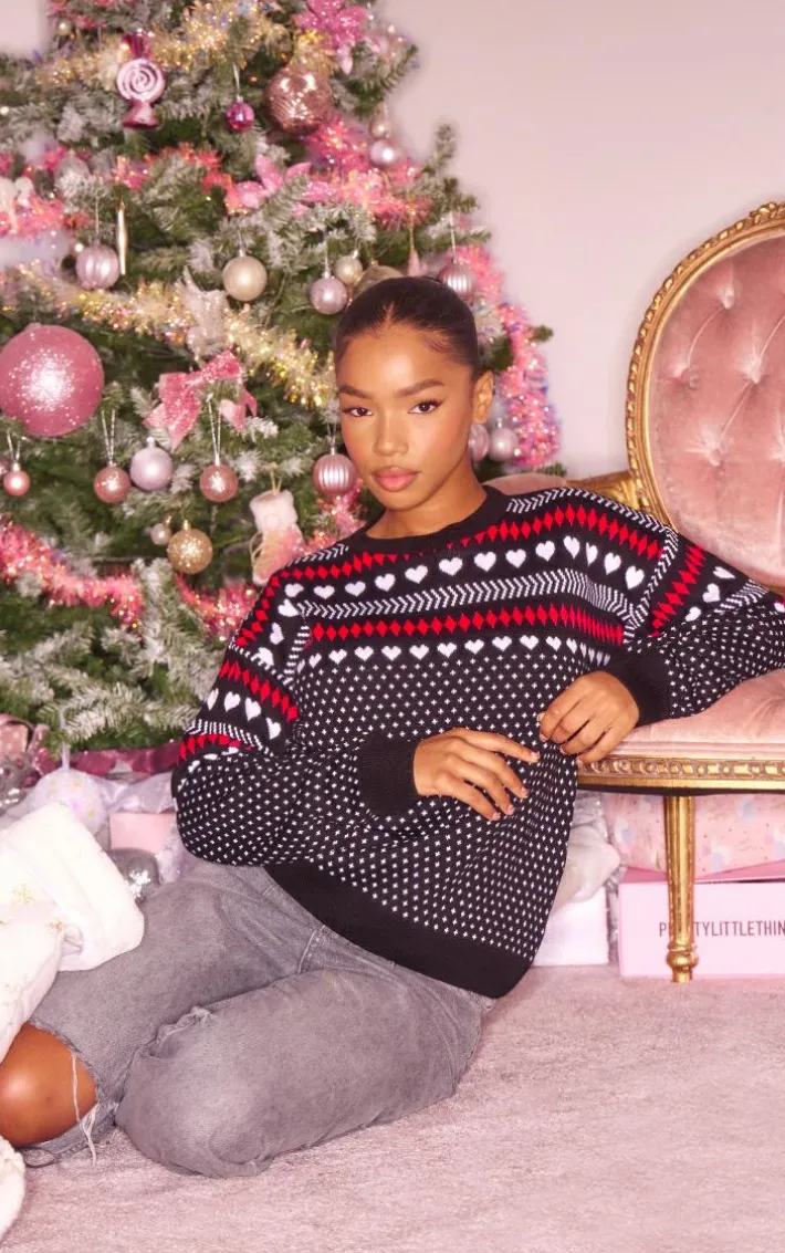 Monochrome Fairisle Oversized Christmas Sweater