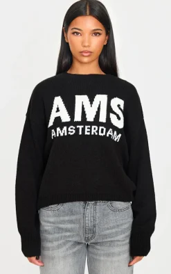 Monochrome Graphic Soft Knit Oversized Sweater