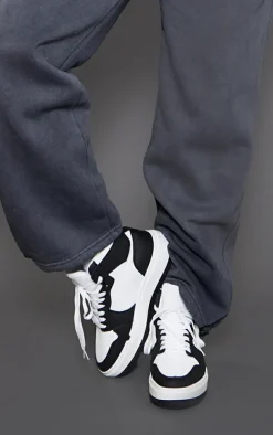 Monochrome Hi Top Lace Up Platform Sneakers