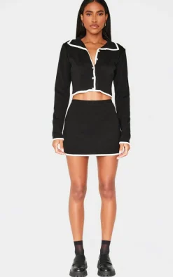 Monochrome Knitted Mini Skirt