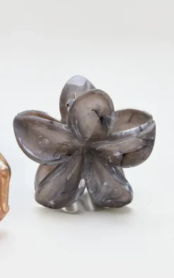 Monochrome Marble Flower Hair Claw