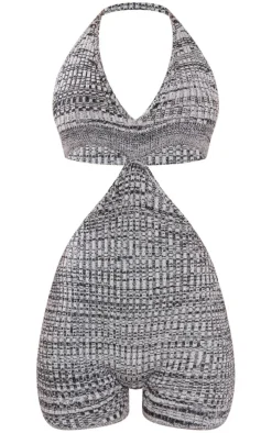 Monochrome Spacedye Knit Cut Out Romper