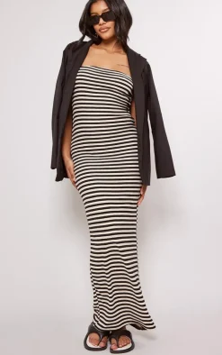 Monochrome Stripe Towelling Maxi Dress