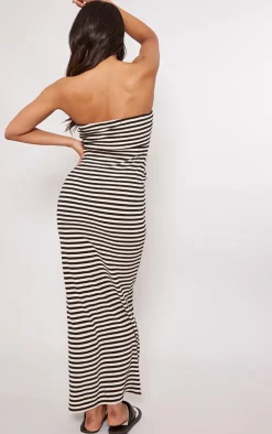 Monochrome Stripe Towelling Maxi Dress