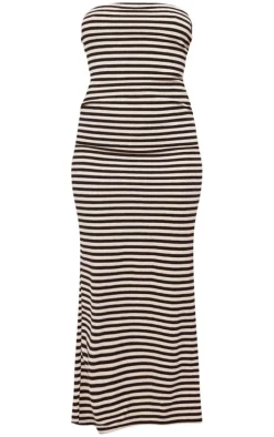 Monochrome Stripe Towelling Maxi Dress