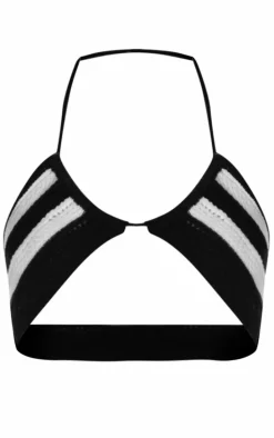 Monochrome Wave Knit Cross Front Bralet