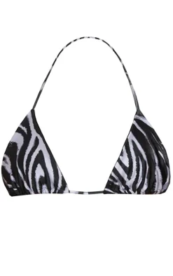 Monochrome Zebra Swirl Print Bikini Top