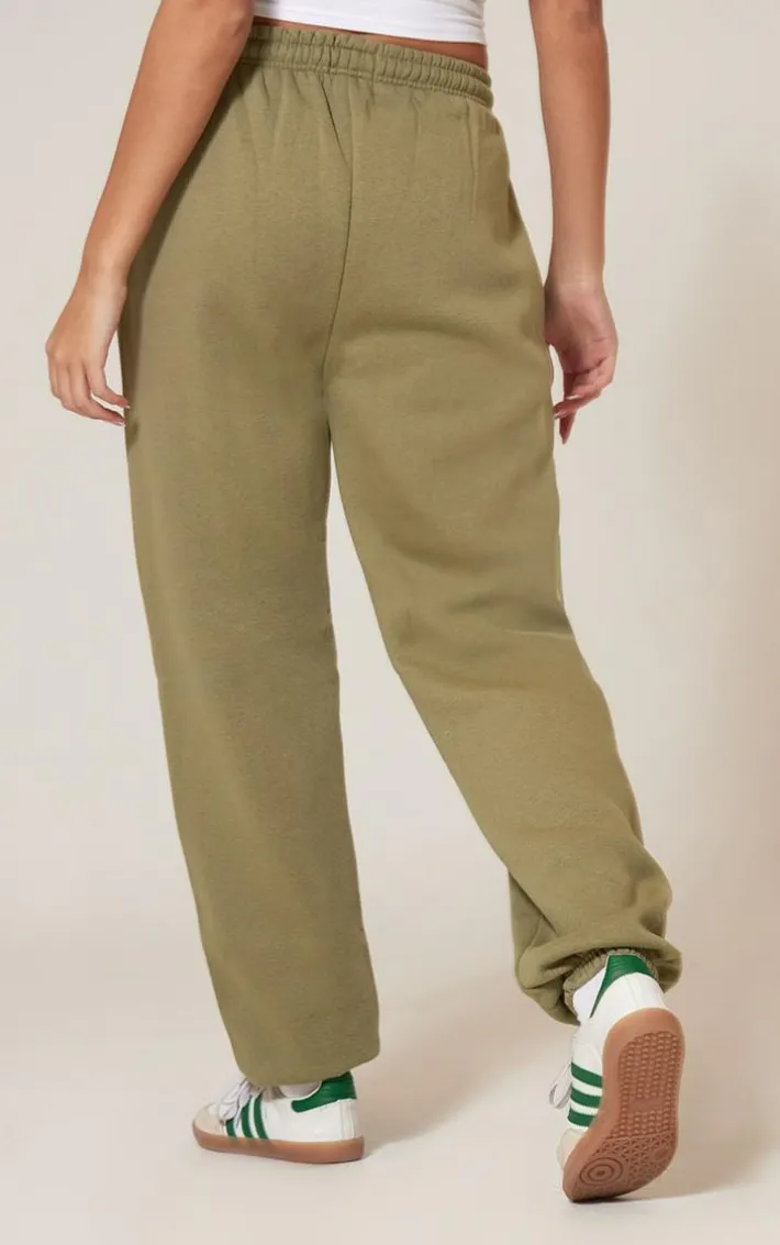 Moss Khaki Pintuck Detail Oversized Sweatpants