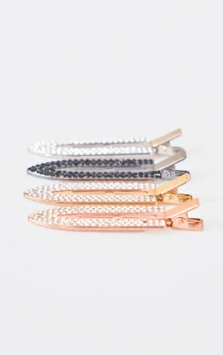 Multi 4 Pack Diamante Setting Hair Clips
