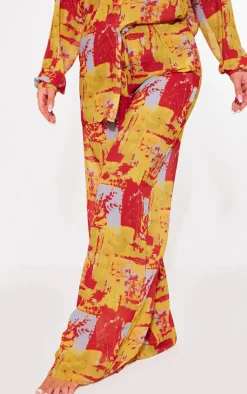 Multi Abstract Print Beach Pants