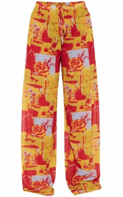 Multi Abstract Print Beach Pants