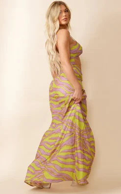 Multi Animal Print Twist Detail Cut Out Strappy Maxi Dress