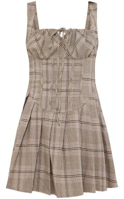 Multi Check Pleated Shift Dress