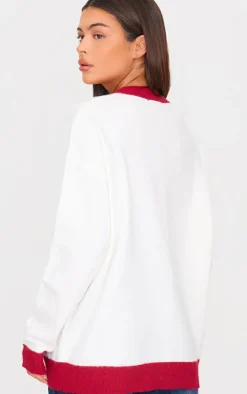 Multi Christmas Tree Bow Oversized Knitted Christmas Sweater