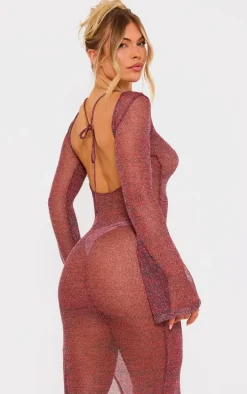 Multi Elora Metallic Knit Open Back Maxi Dress