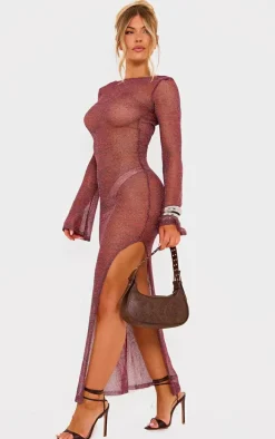 Multi Elora Metallic Knit Open Back Maxi Dress