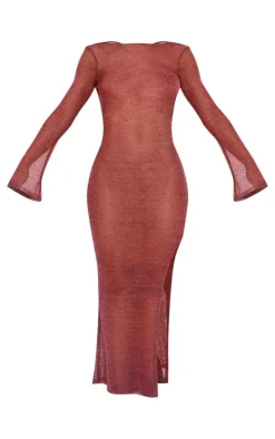 Multi Elora Metallic Knit Open Back Maxi Dress