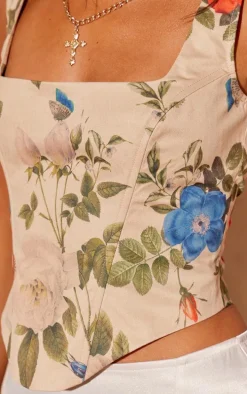 Multi Floral Print Corset