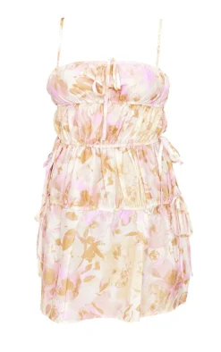 Multi Floral Woven Elasticated Tie Shift Dress