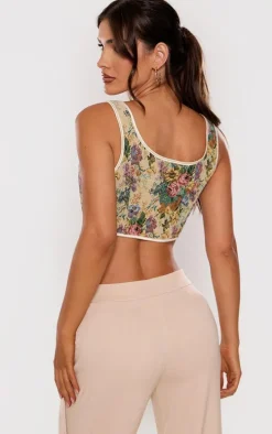 Multi Jacquard Ribbon Long Corset