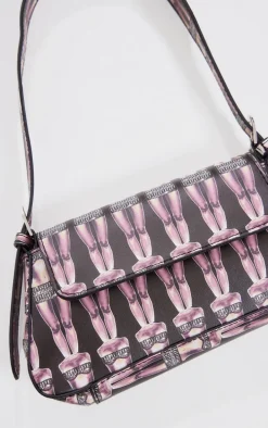 Multi Jeweled Body Print Trapeze Shoulder Bag