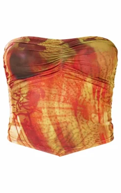 Multi Palm Print Mesh Bandeau Bandana Beach Top