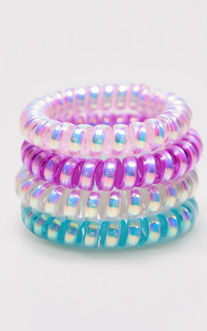 Multi Pearlescent Spiral Hair Tie Multipack