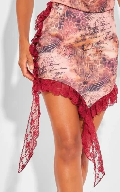 Multi Printed Halterneck Frill Detail Mini Dress