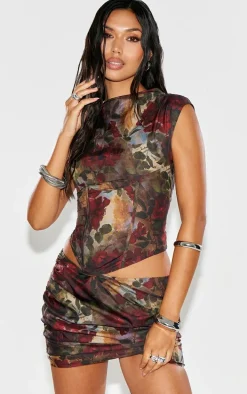 Multi Printed Chiffon High Neck Top