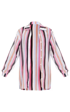 Multi Striped Chiffon Beach Shirt
