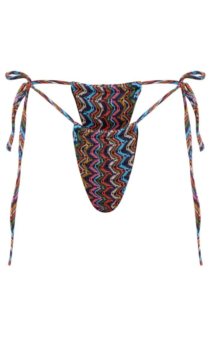 Multi Textured Tie Side Bikini Bottoms