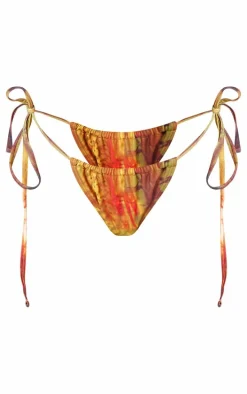 Multi Tie Side Palm Print Bikini Bottoms
