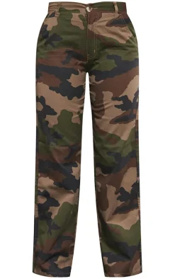 Multi Washed Camo Print Low Rise Ripstop Straight Leg Cargo's