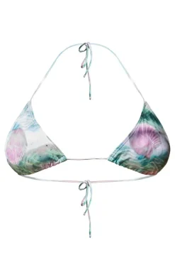 Multi Water Print Triangle Bikini Top